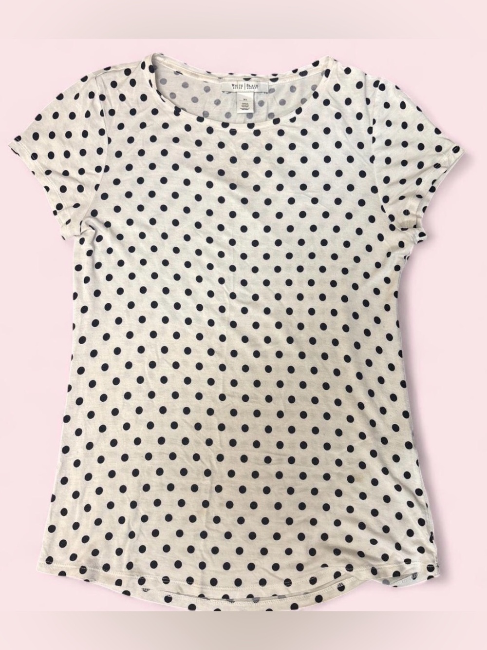 White House Black Market Tee with Black Polka Dots